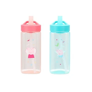Botella de Agua Peppa Pig Niños Niños George Pig Botella con Paja Rosa Azul NUEVA - Imagen 1 de 3