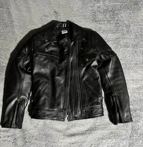 Frank Thomas Black Leather Full Zip Moto Jacket XS Punk Goth Armored Full Grain - Bild 1 von 14