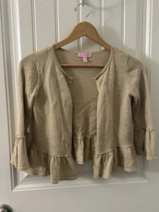 Lilly Pulitzer Girls Cardigan Gold Metallic Size XL (12-14) - Picture 1 of 5