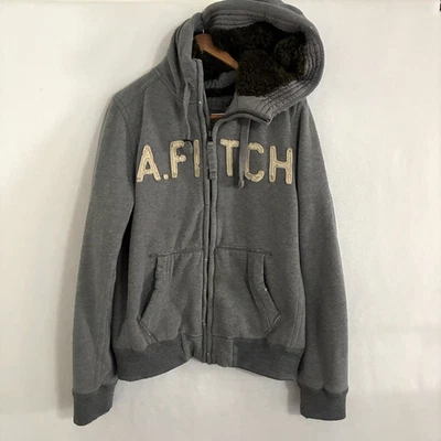 Abercrombie & Fitch Wolf Jaw Jacket Hoodie Mens L Full Zip Heavy Faux Fur Y2K - Image 1 of 4