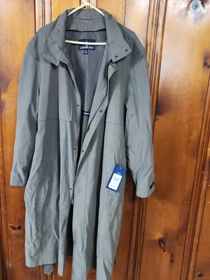 London Fog Men’s Trench Coat 46R Gray Full Length NWT $300 Removable Liner - Image 1 of 4