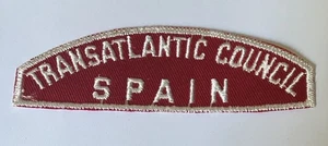 Vintage Transatlantic Council Spain Flap Patch Twill Boy Scout BSA Red White - Picture 1 of 2