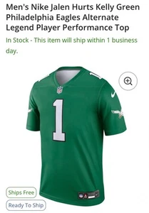 Jalen Hurts Kelly Green LEGEND Jersey NFL Official Licensed Mens XL - Picture 1 of 8