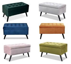 Velvet Ottoman Storage Footstools - FREE DELIVERY AVAILABLE - 6 colour choices