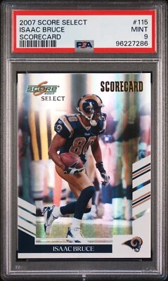 2007 Score Select ISAAC BRUCE Scorecard /100 PSA 9 MINT   POP 1   St. Louis Rams - Image 1 of 2