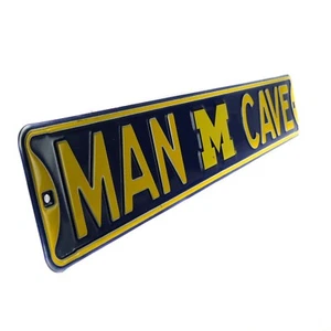 Michigan Wolverines Football MI Man Cave Steel Licensed Yellow Blue Street Sign - Picture 1 of 11