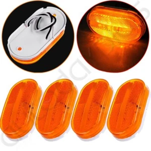 4x Ámbar 4"x2" LED Ovalado Señal Lateral Marcador Luz Universal para Camión Remolque - Imagen 1 de 6