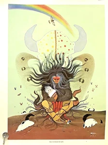 "Rance Hood", Indianer Künstler, Comanche, Druck nummeriert, Vintage 1973 - Bild 1 von 3