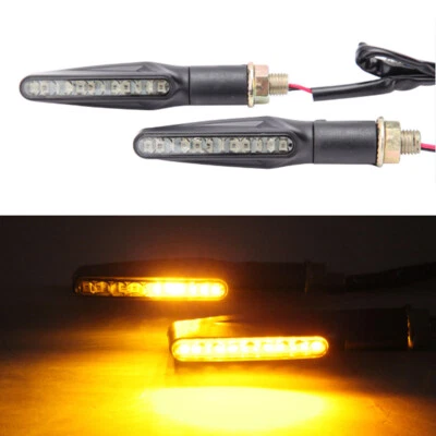 Pair LED Turn Signals Indicator Light Motorcycle Universal Flowing Blinker Amber - Image 1 of 4