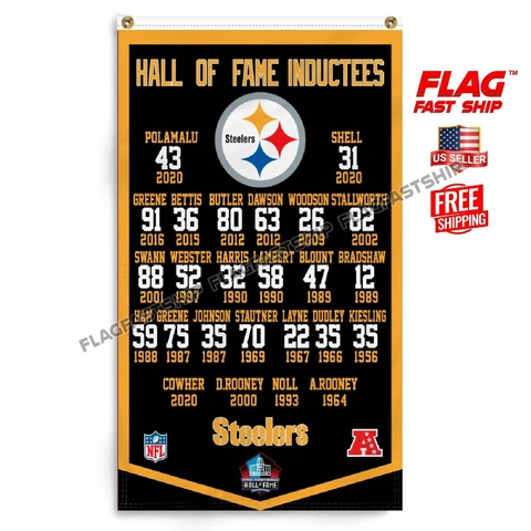 Pittsburgh Steelers Flag 3X5 FT Banner NFL Hall of Fame Inductees Super Bowl5 0C Cover