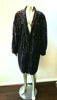 Винтажный ПОРТРЕТ J.L. 1990-е DE BALL бархата женщин геометрический MIDI пальто куртка sz L - Изображение 1 из 4