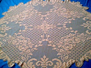 Antique  from the 30s of last century Vintage hand-knitted  tablecloths - Picture 1 of 10