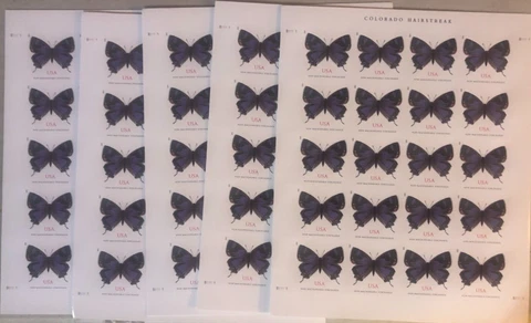 5 SHEETS COLORADO HAIRSTREAK - NON-MACHINABLE STAMPS  - 100 STAMPS - MAKE OFFER Cover