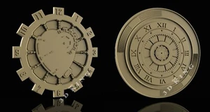 2 Pcs 3D STL Models MECHANICAL WALL CLOCK for CNC Router Aspire Artcam 3D Print - Picture 1 of 3