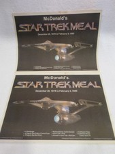 LAST SET!! VTG McDonald's VERY RARE Star Trek Tray Liner/Placemats 1979 Set of 2