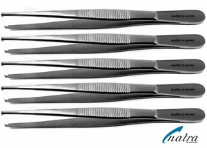 5x Thumb tissue forceps 6" 1x2 teeth Surgical anatomic Tweezers straight - Picture 1 of 5