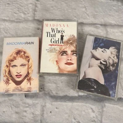 VTG Lot of 3 Madonna Cassette's True Blue Who's That Girl Rain Single - Image 1 of 2
