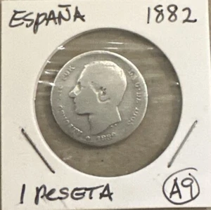 MONEDA DE PLATA ESPAÑA 1882 1 PESETA Alfonso XII - Imagen 1 de 8