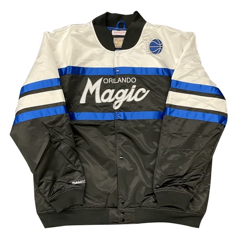 Men's Mitchell & Ness Black NBA Orlando Magic Heavyweight Satin Jacket - 4XL Cover
