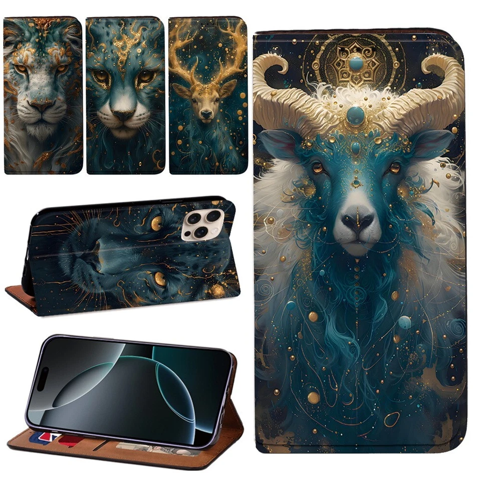 Leather Stand Wallet Cover Case For Apple iPhone XR/SE/6/7/8/11/12/14/16/Pro/Max - Image 1 of 4