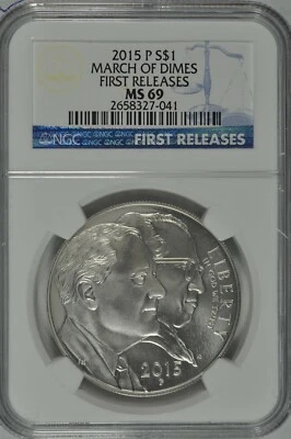 2015 P March of Dimes Uncirculated Silver Dollar NGC MS69 First Releases - Image 1 of 4