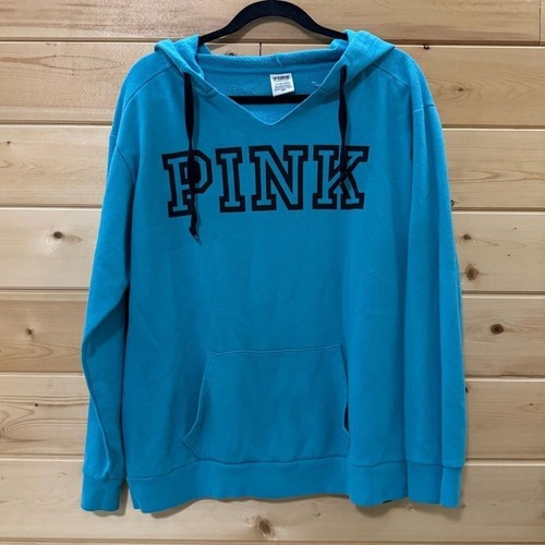 UNDERCOVER Victoria's Secret ROSA blu pullover felpa con cappuccio scollo a V donna piccolo