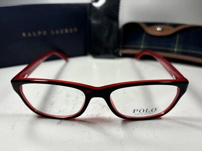 😎 New!! Polo Ralph Lauren PH 2127 Eyeglasses 5255 Black & Red Frames 52/17/145 - Imagem 1 de 4