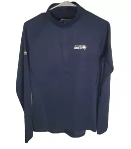 Under Armour Seattle Seahawk NFL Combine Authentic Blue Long Sleeve 1/2 Zip Sz M - Picture 1 of 8