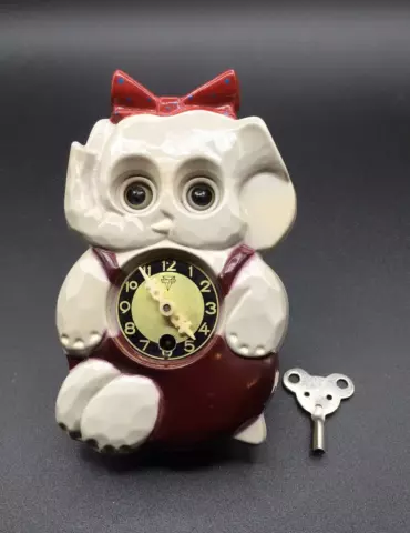 Vintage Mi-Ken Miken Elephant Wind Up With Key Moving Eyes Japan Working Cover