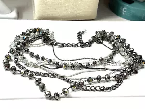 Chico's Necklace Faceted Hematite Clear Flashed Saucer Gunmetal Multi Lot 19 - Picture 1 of 3