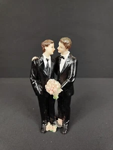 Hochzeitspaar Mann und Mann mit Blumenstrauß/Tortenfigur - Bild 1 von 1