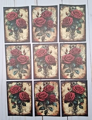 9 rosas góticas ~ hechas a mano ~ tarjetas de diario ~ álbumes de recortes ~ diarios basura ~ artesanías ~ fiestas Foto 1 de 2