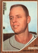 1962 Topps Houston Colt .45s Baseball Card #278 Ken Johnson - VG