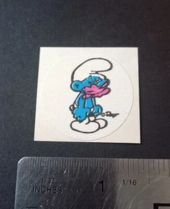 Vintage Stickers Smurfs Bubble Gum Scratch and Sniff Sticker 80s Matte Peyo - Picture 1 of 2