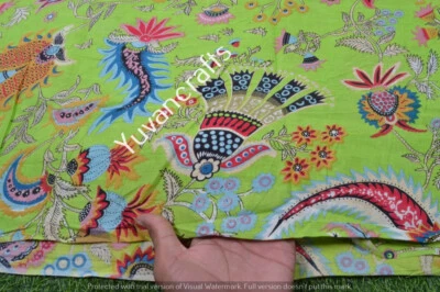 Indian 5 Yard Hand Block Print Floral Cotton Fabric Block Print Dress Material - Image 1 of 3