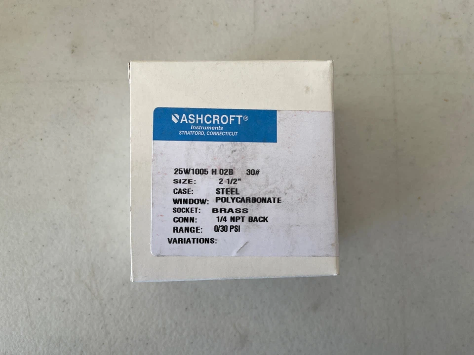 ASHCROFT 25-W-1005-H-02B-30# PRESSURE GAUGE 0-30 PSI - Image 1 of 1