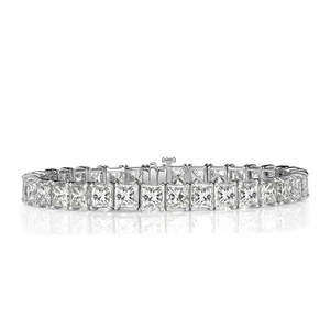 Brazalete de tenis de diamantes talla princesa de 25,35 quilates en oro blanco de 18 k en 6,75' - Imagen 1 de 2