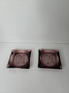 Very Rare set of 2 Vintage Moroccan Amethyst Blossom Ashtray #289 by Hazel-Atlas - Picture 1 of 12