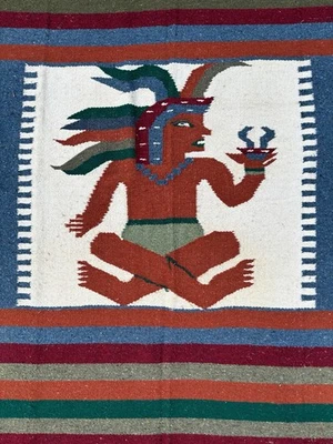 Alfombra/tapiz mexicana vintage dios azteca Foto 1 de 4