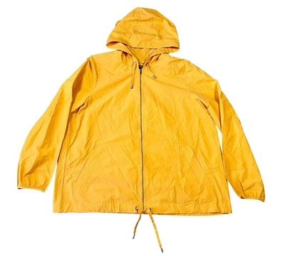 Chaqueta Anorak EILEEN FISHER Mango Cordón Capucha Cremallera Grande Algodón Orgánico Foto 1 de 4