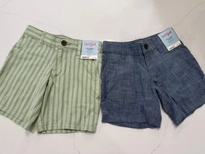 2X Cat& Jack Boys Flat Front Shorts Green Size 5 Blue Size 4 - Picture 1 of 11
