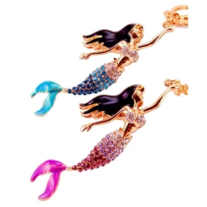 Mermaid Keychain Charm Rhinestone Pendant Creative Gift Keychains - Picture 1 of 12