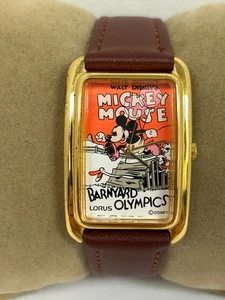 VINTAGE DISNEY LORUS MICKEY MOUSE WATCH V515-5A70 BARNYARD OLYMPICS - Picture 1 of 19