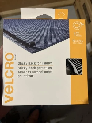 VELCRO Fabric Tape No Sew Sticky Back 10 Ft Black Roll Easy Hemming Washable - Image 1 of 2