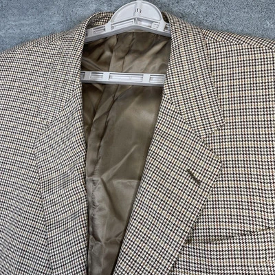 Blazer De Colección Hickey Freeman Hombres 44L Marrón Tostado Pata de Gallo Seda Lana Unión Hecho en EE. UU. Foto 1 de 4
