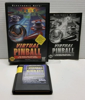 VIRTUAL PINBALL (Sega GENESIS) 1993 Complete W/Manual Tested And Working - Image 1 of 3