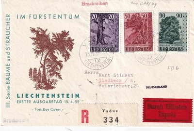 Liechtenstein Registered Express First Day Cover - Image 1 of 2