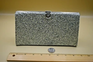 Clutch Handtasche Vintage Silber Glitzer - Bild 1 von 9