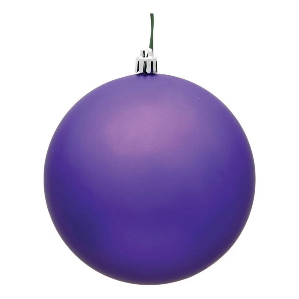 Vickerman 4" Plastic Ball Ornaments in Matte Purple (Set of 6) - Изображение 1 из 4