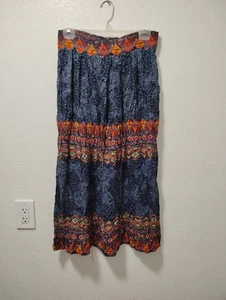 Maxi gonna Boho multicolore taglia 10 vintage Justin B Jones 100% rayon - Foto 1 di 15